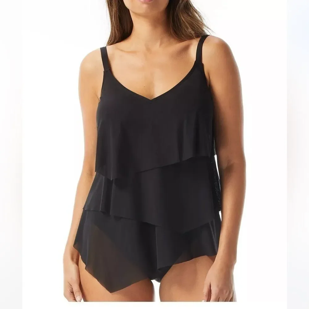 COCO REEF Women' Flourish Underwire BraSized Tankini Top Black swimming suit - Picture 10 of 13